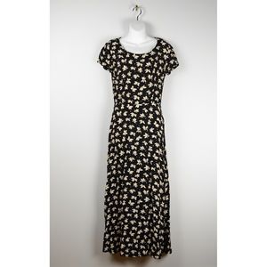 Vintage 90s Black Floral Maxi Dress